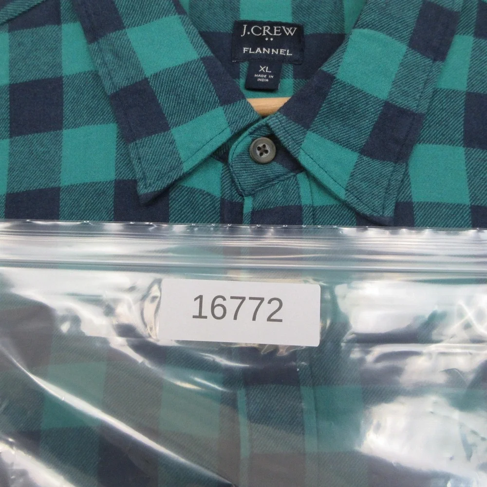 J Crew Buffalo Plaid Flannel Shirt Mens XL Green Navy Preppy Heritage Lumberjack